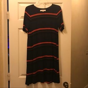 Navy, red, and black LOFT T-shirt dress
